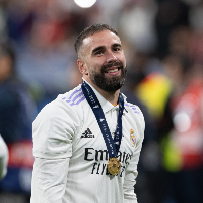 Parigi, Finale della Champions League 21/22, Real Madrid CF-Liverpool FC, giocata allo Stade De France. Nella foto: Dani Carvajal con la medalla de campeon de la Champions