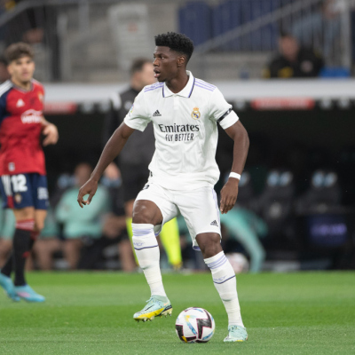 Madrid, LaLiga 2022-2023, Real Madrid CF-CA Osasuna, giocata allo stadio Santiago Bernabeu. Nella foto: Aurelien Tchouameni