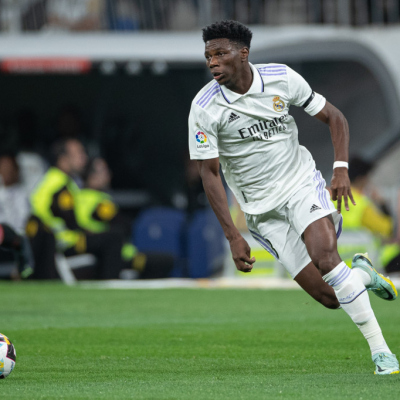 Madrid, LaLiga 2022-2023, Real Madrid CF-CA Osasuna, giocata allo stadio Santiago Bernabeu. Nella foto: Aurelien Tchouameni