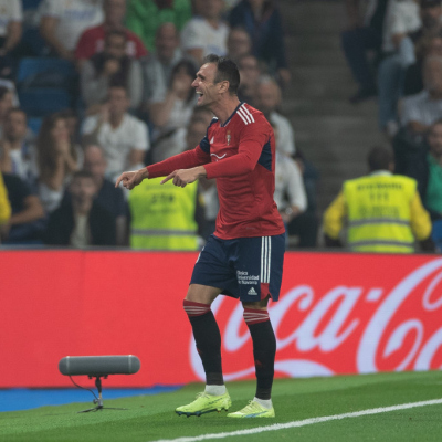 Madrid, LaLiga 2022-2023, Real Madrid CF-CA Osasuna, giocata allo stadio Santiago Bernabeu. Nella foto: kike Garcia festeggia il gol del pareggio dell'Osasuna