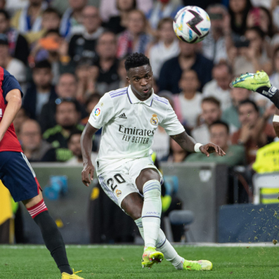 Madrid, LaLiga 2022-2023, Real Madrid CF-CA Osasuna, giocata allo stadio Santiago Bernabeu. Nella foto: Vinicius